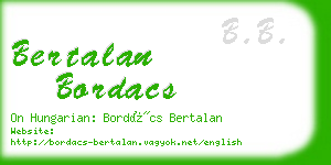 bertalan bordacs business card